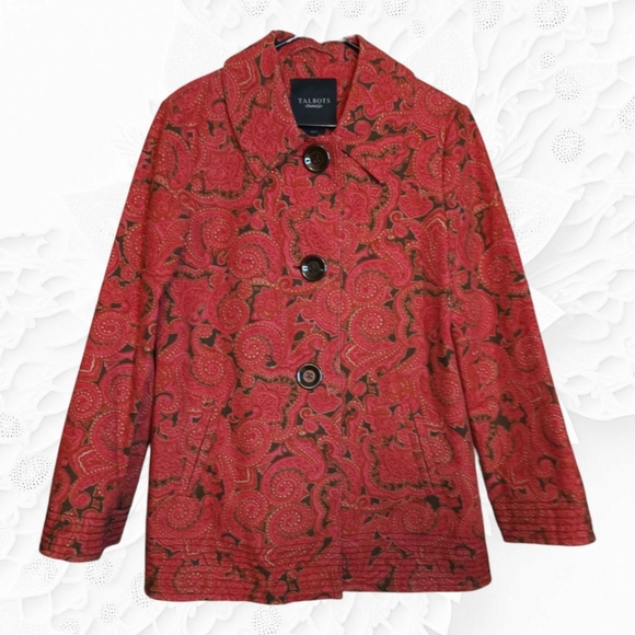 Talbot Stretch Red Paisley Four Button Jacket - Picture 1 of 8